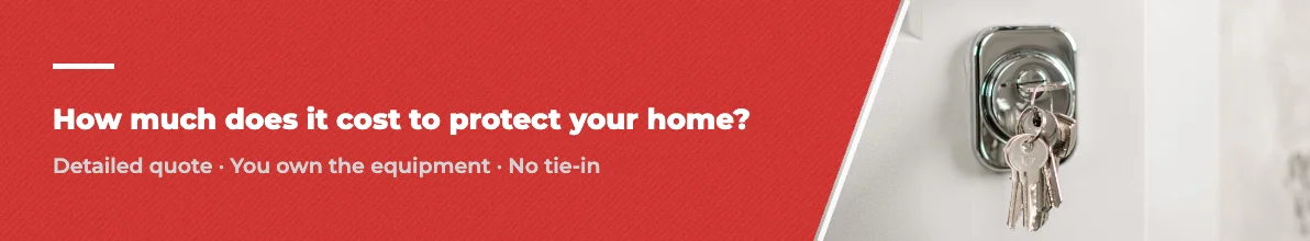 SystemDe banner: how much it costs to protect your home, with a detailed quote, equipment you own and no tie-in