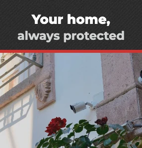Security camera installed on the façade of a Mediterranean house: your home, always protected